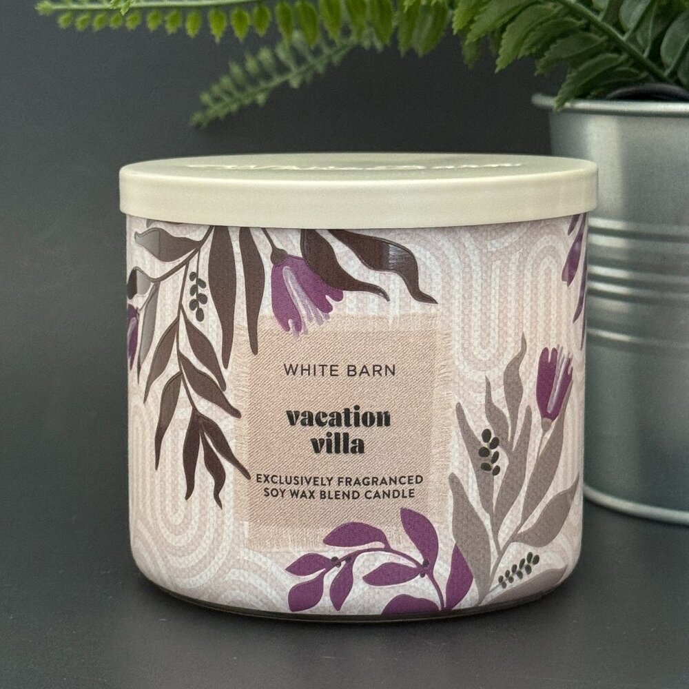 BBW Vacation Villa White Barn Bath & Body Works 3 Wick Candle